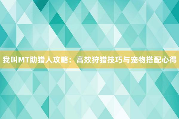 我叫MT助猎人攻略：高效狩猎技巧与宠物搭配心得