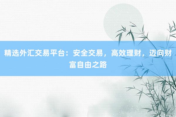 精选外汇交易平台：安全交易，高效理财，迈向财富自由之路