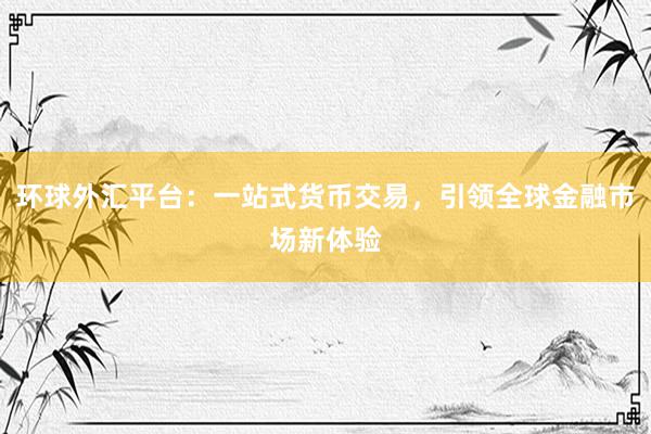 环球外汇平台：一站式货币交易，引领全球金融市场新体验