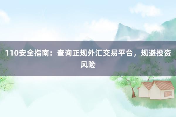 110安全指南：查询正规外汇交易平台，规避投资风险